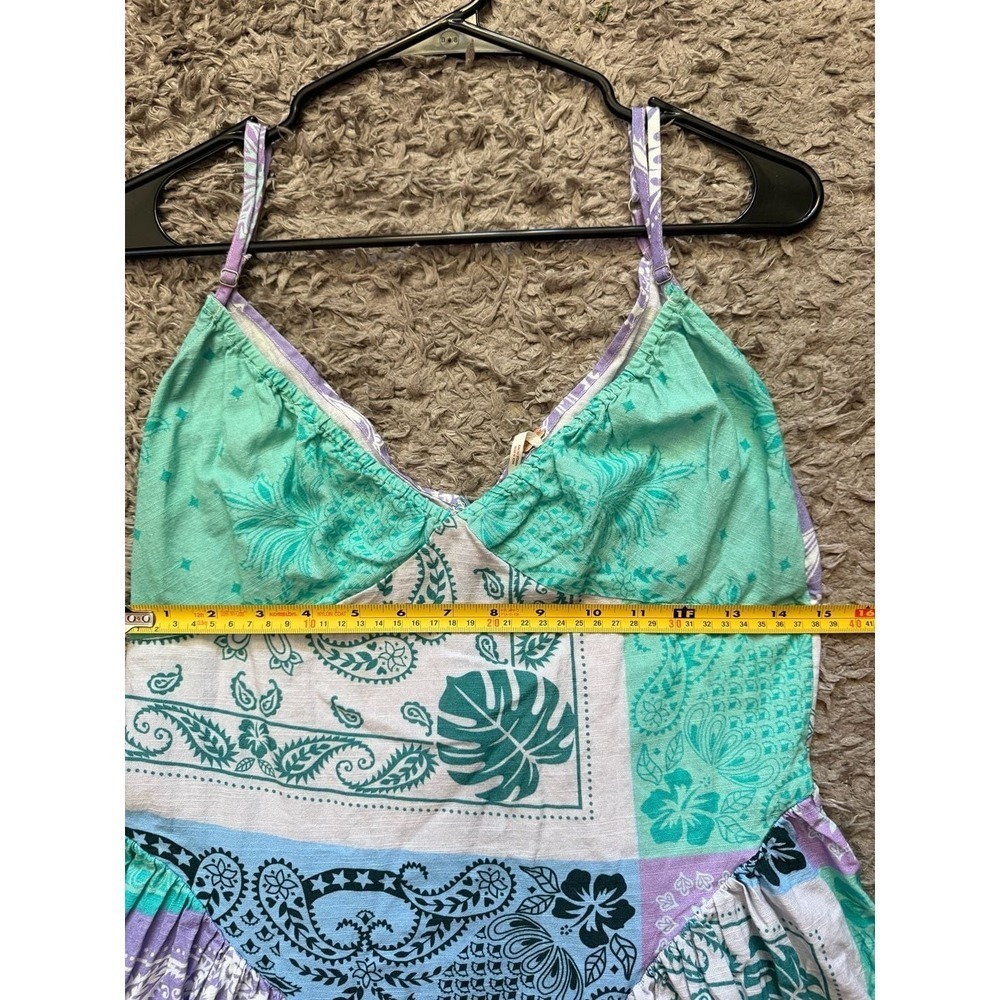 Free People Patchwork Bandana Print Midi Dress Blue Purple - Picture 8 of 11